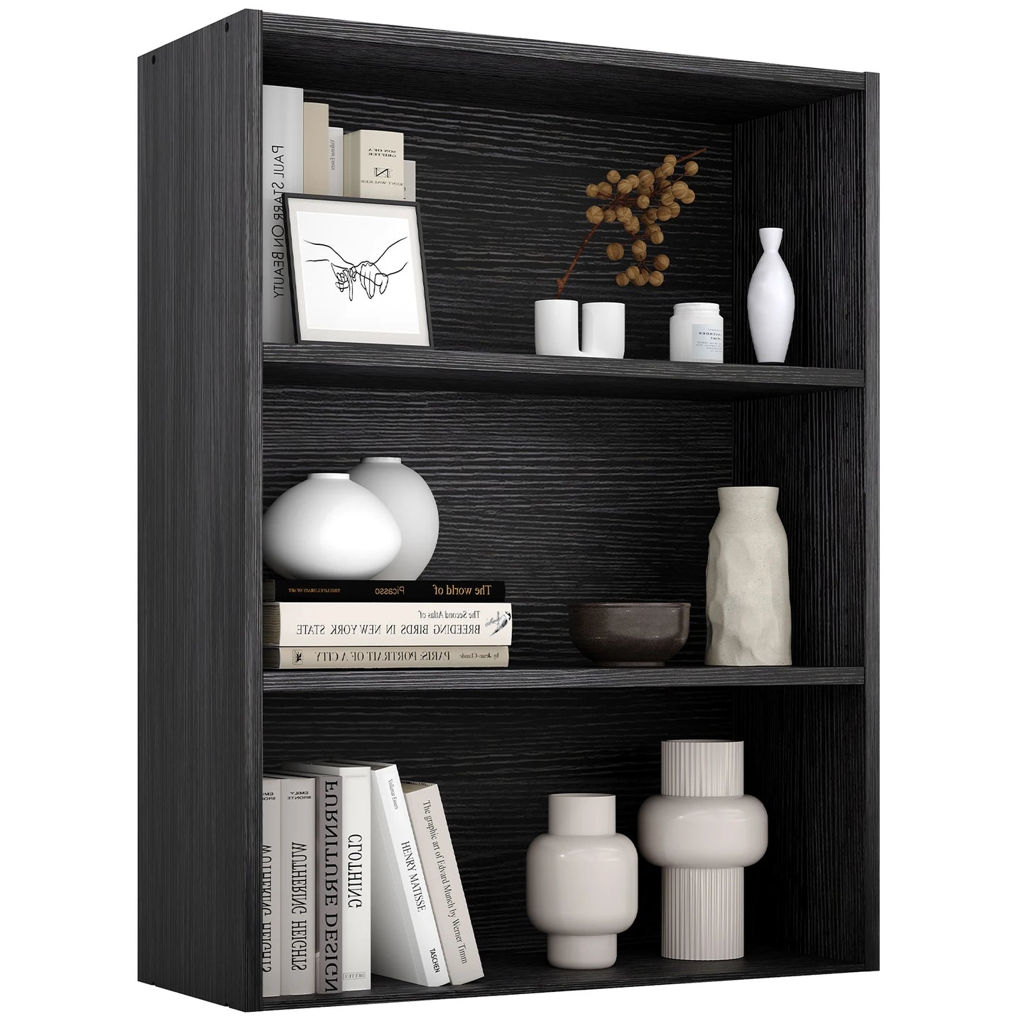 JHK 4 Tier Wooden Floor Standing Bookshelf Living Room Office