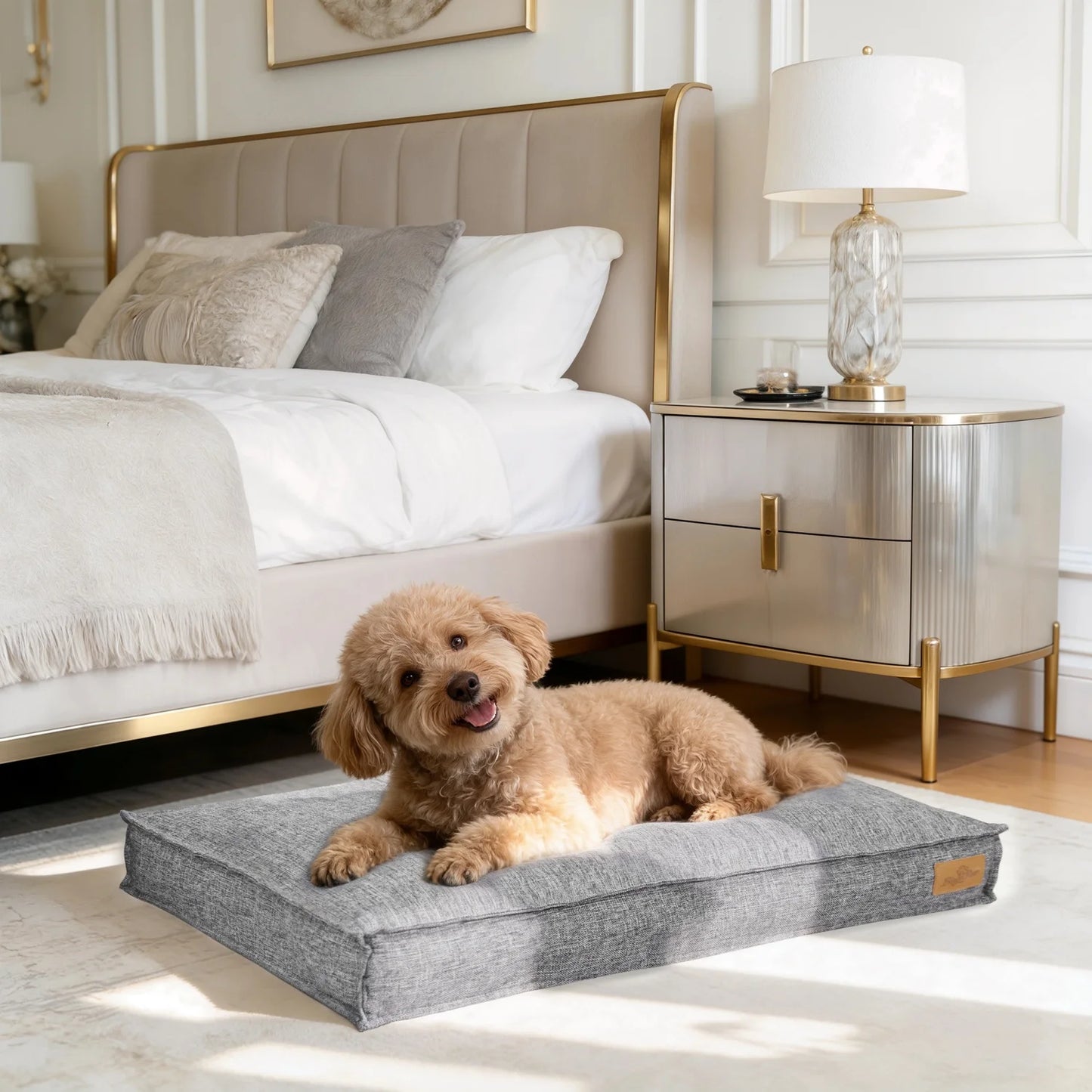 BINGOPAW Ultra Soft Dog Bed Mat With Linen Cover And Foam Base