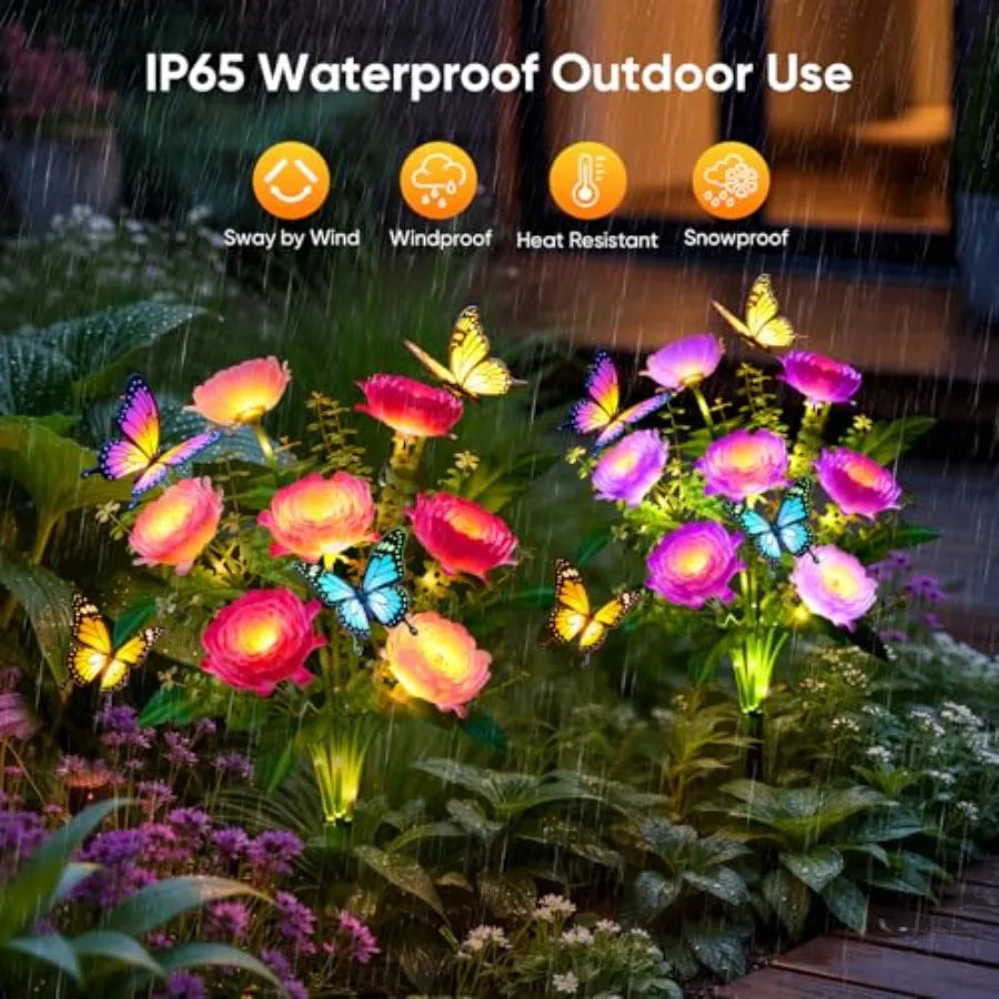 Solar Flower Lights Outdoor Waterproof Butterfly Garden Decoration