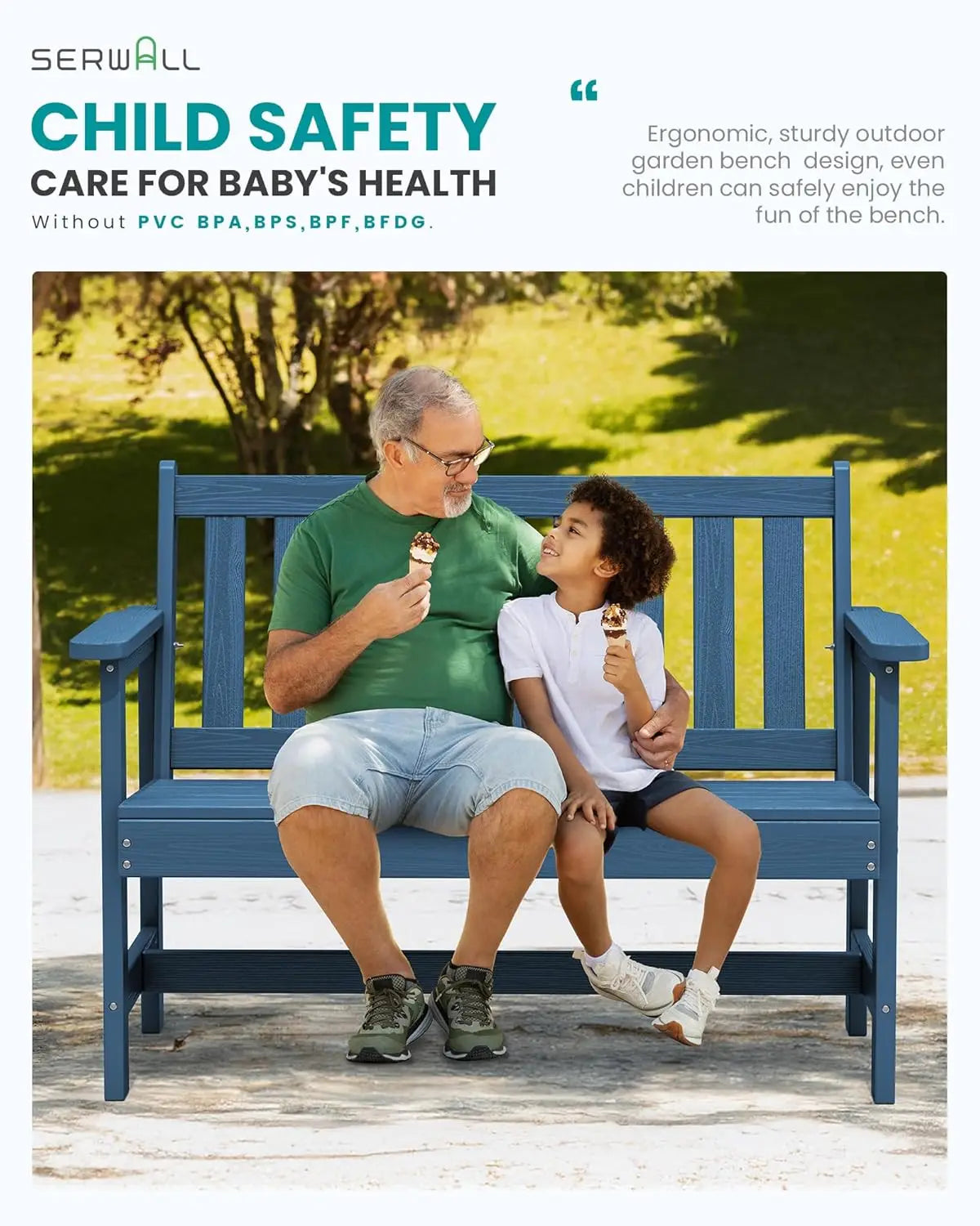 Outdoor HDPE Weatherproof Bench For Patio And Garden