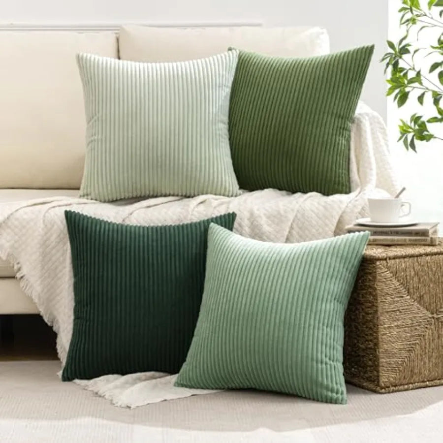 Boho Farmhouse Throw Pillow Covers Set Of 4 Corduroy Cushions