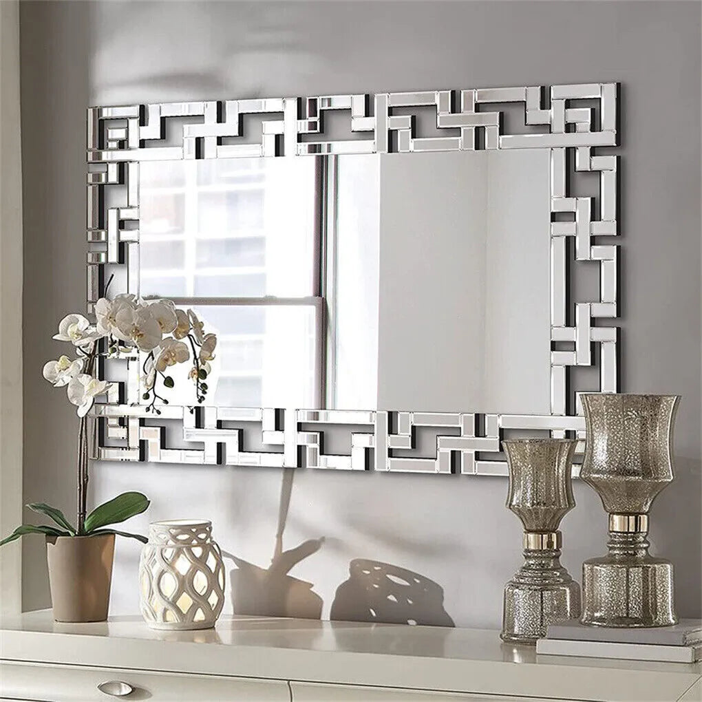 Venetian Style Rectangular Wall Mirror With Beveled Edge
