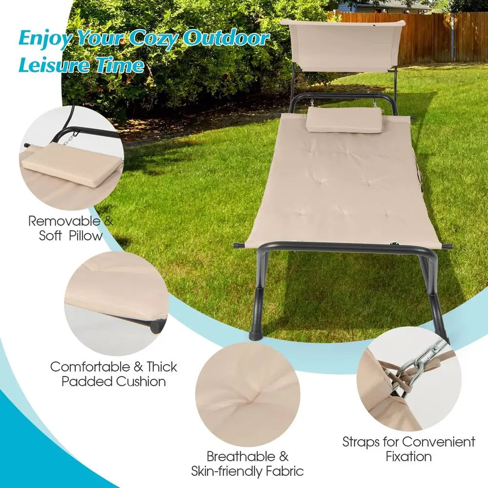 Hanging Hammock With Stand And Canopy Lounge Chair