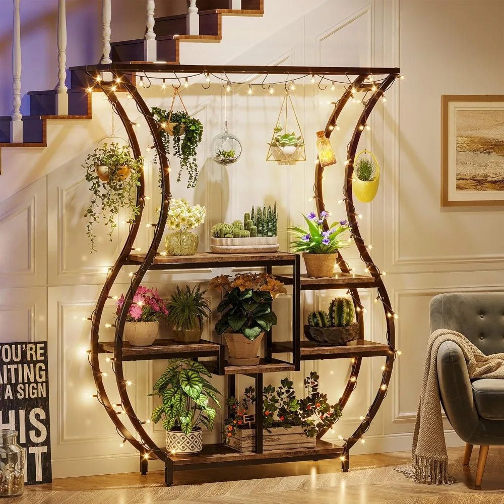 RBXC Vase-Shaped Ladder Plant Stand With 10 Durable Hooks