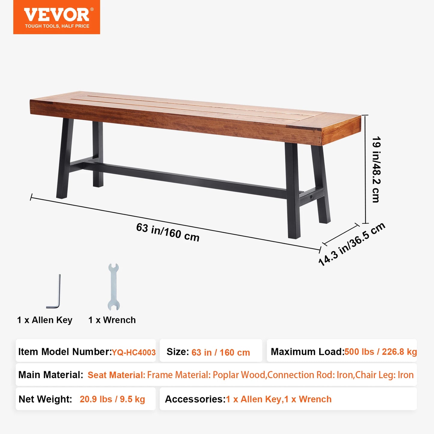 SucceBuy Outdoor Bench Wood And Metal Garden Bench