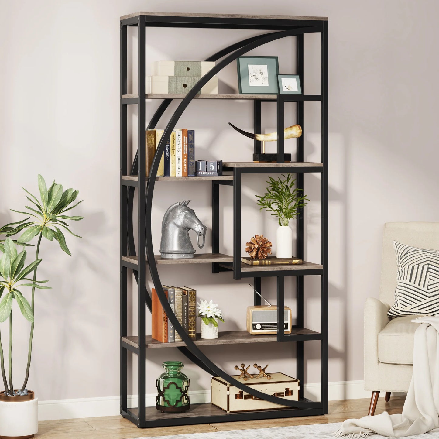 Little Tree Industrial 5 Tier Etagere Bookshelf Display