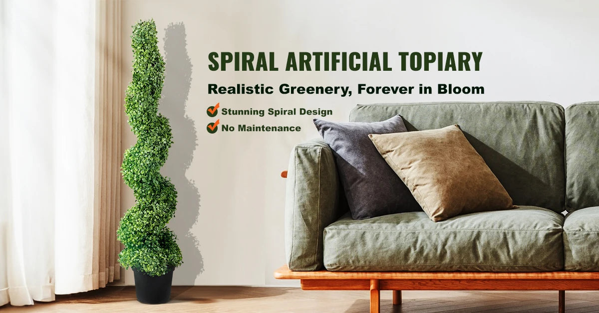 Artificial Boxwood Spiral Topiary Tree For Outdoor Weather Resistant Decor