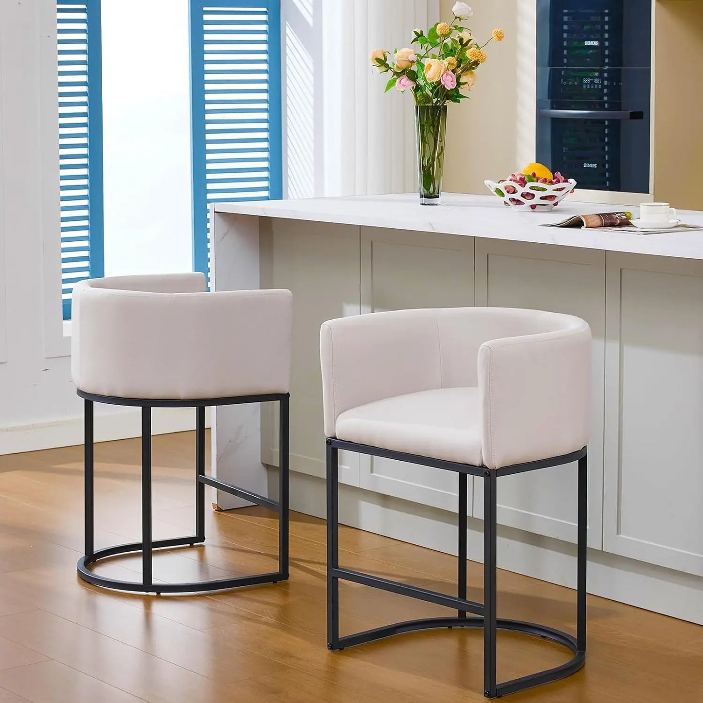 Guangbai Counter Height Bar Stools Set of 2 with Backrest