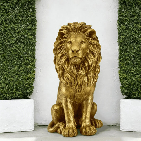 Lion Statue Resin Outdoor Guardian Sculpture For Garden And Yard