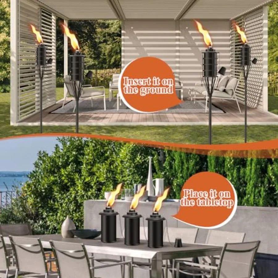 Citronella Garden Torch Set For Outdoor Use Premium Metal Construction