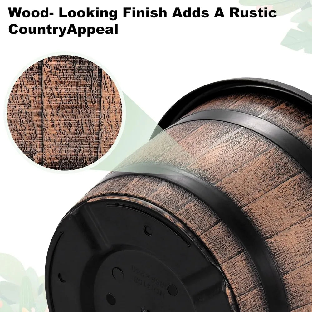 Whiskey Barrel Style Plastic Plant Pots With Drainage Holes