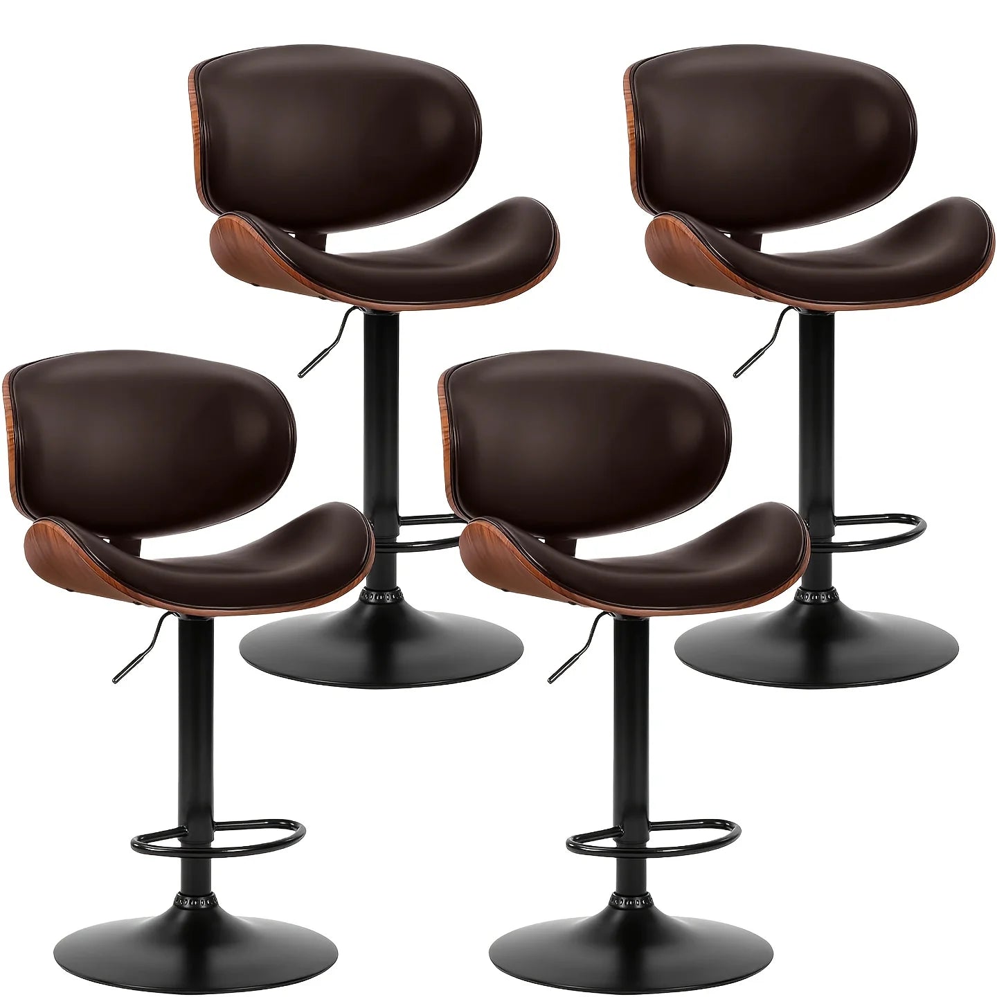 PIYRQ Bar Stool Set PU Leather Seats With Ergonomic Backrest