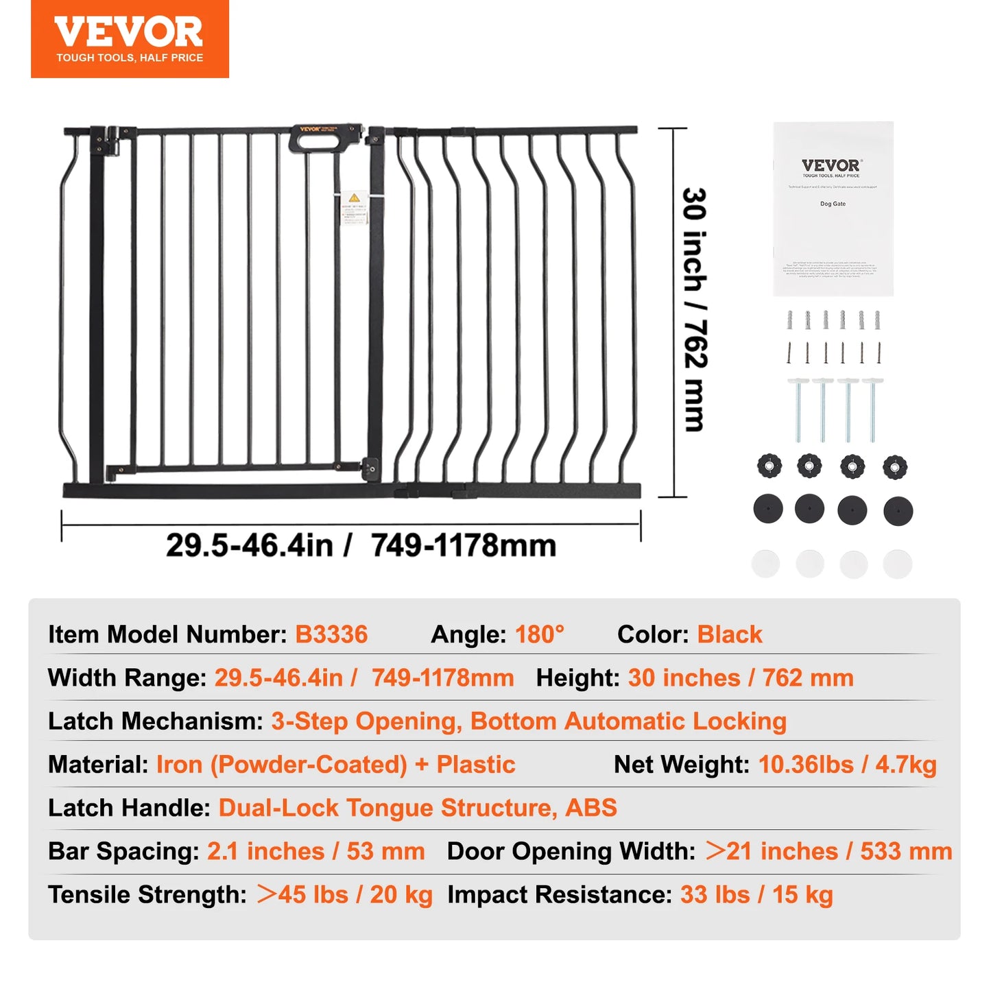 SucceBuy Pressure Mount Baby Gate Child Pet Safety