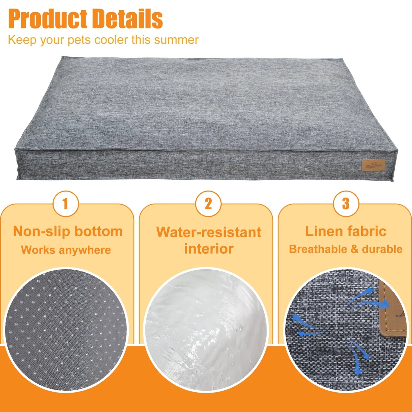 BINGOPAW Ultra Soft Dog Bed Mat With Linen Cover And Foam Base