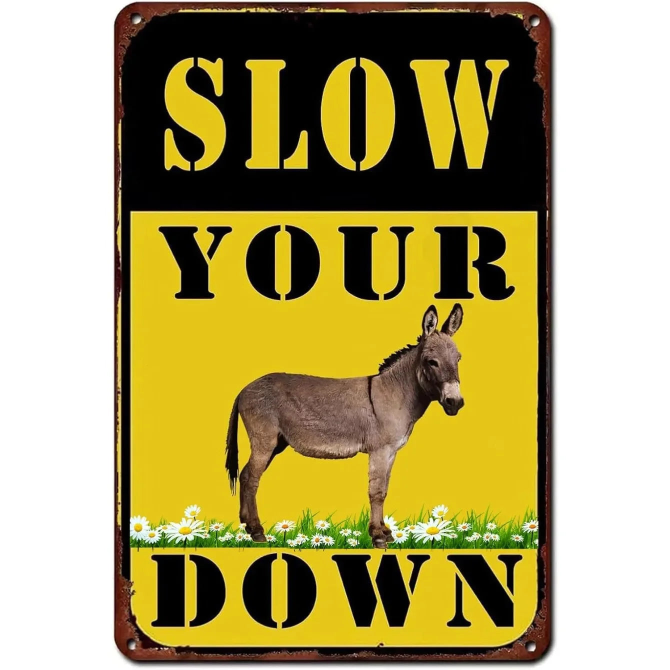 CIFBUY Slow Down Humorous Donkey Aluminum Sign For Home Decor