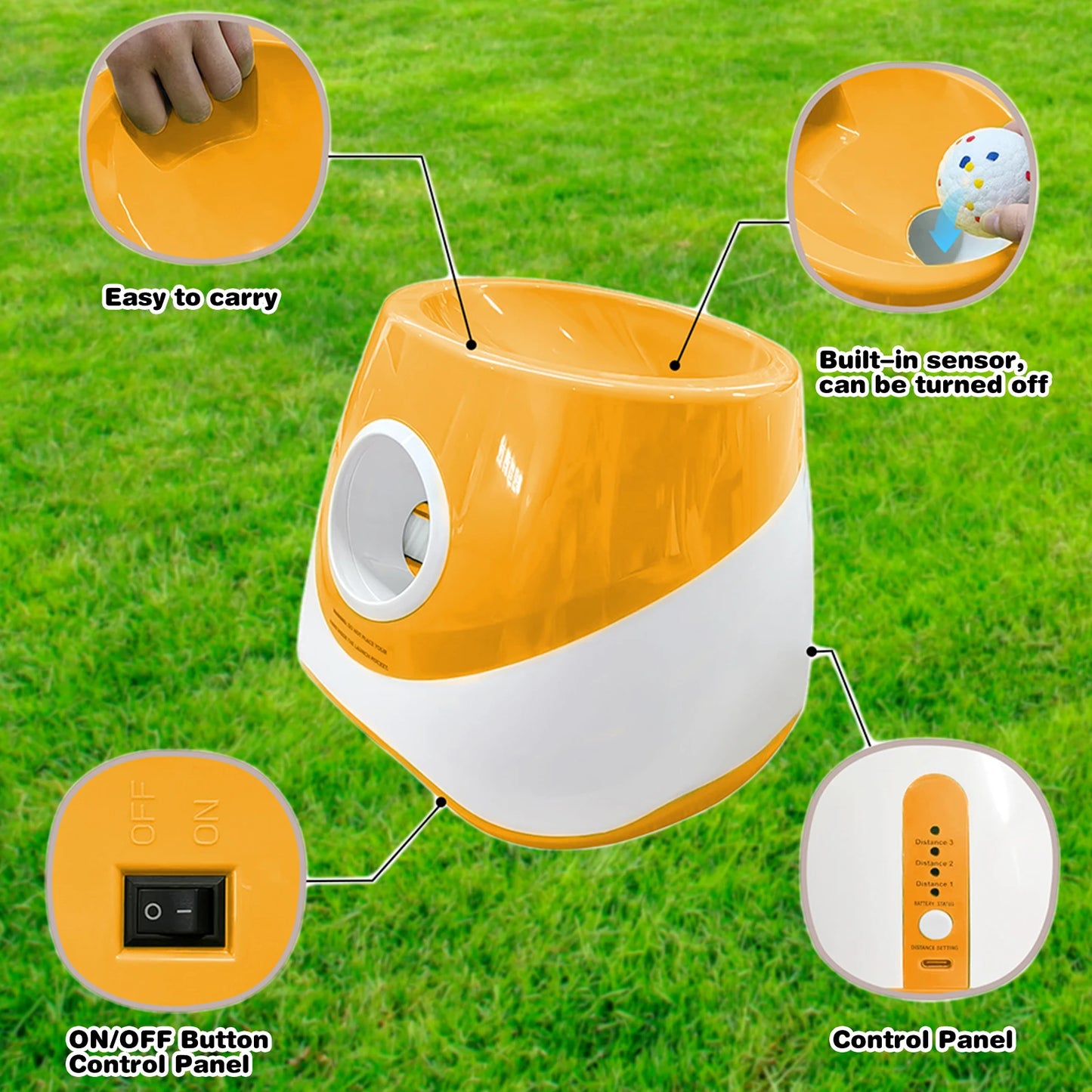 Automatic Ball Launcher For Small Breeds With 3 Tennis Balls