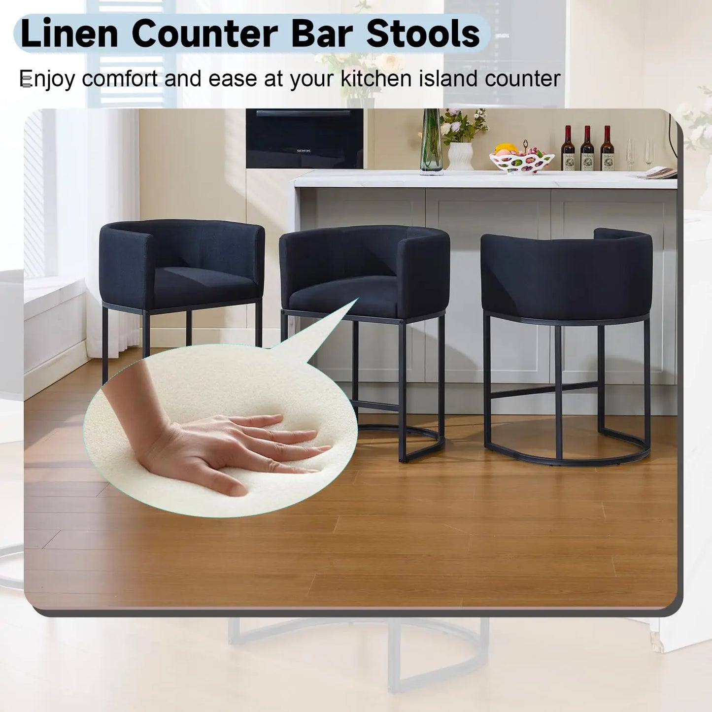 Guangbai Counter Height Bar Stools Set of 2 with Backrest