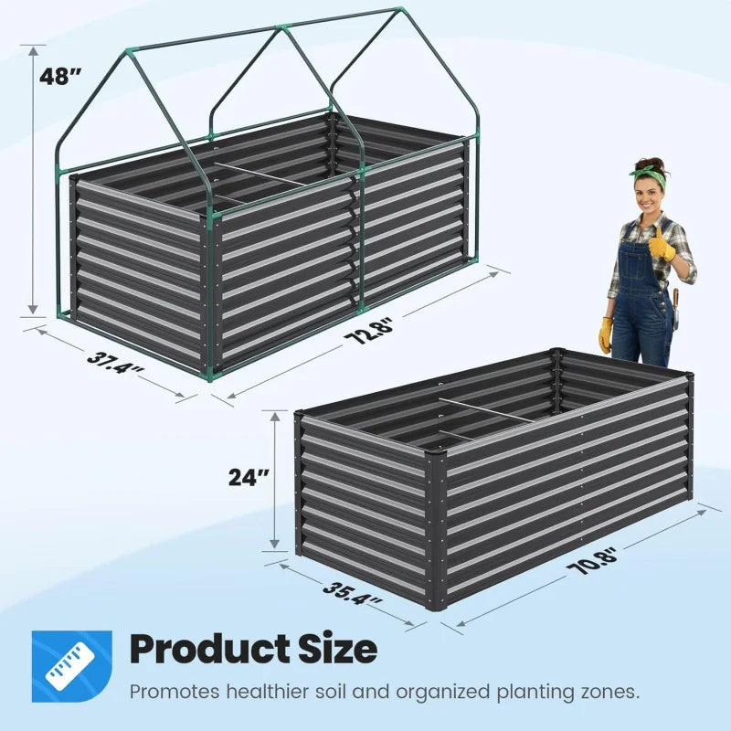 Galvanized Raised Garden Bed With Cover Outdoor Planter Box Grow Bed