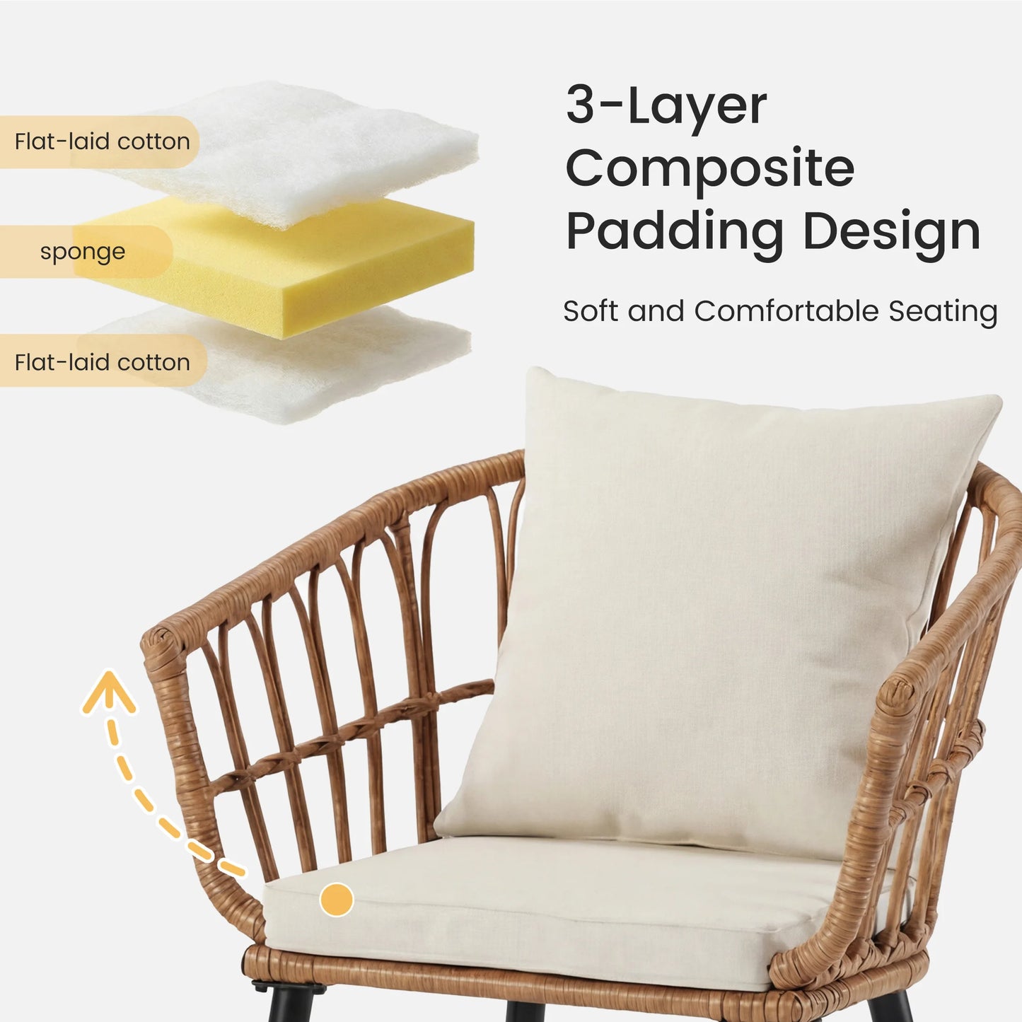 Wicker Patio Outdoor Set With Cushions Glass Top Table