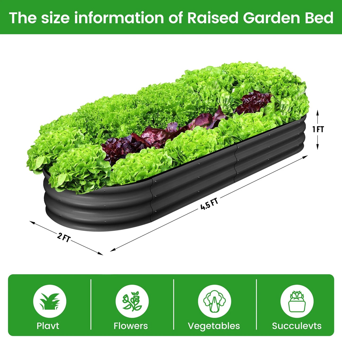 HiMISS Galvanized Oval Raised Garden Bed Open Bottom Two Pack