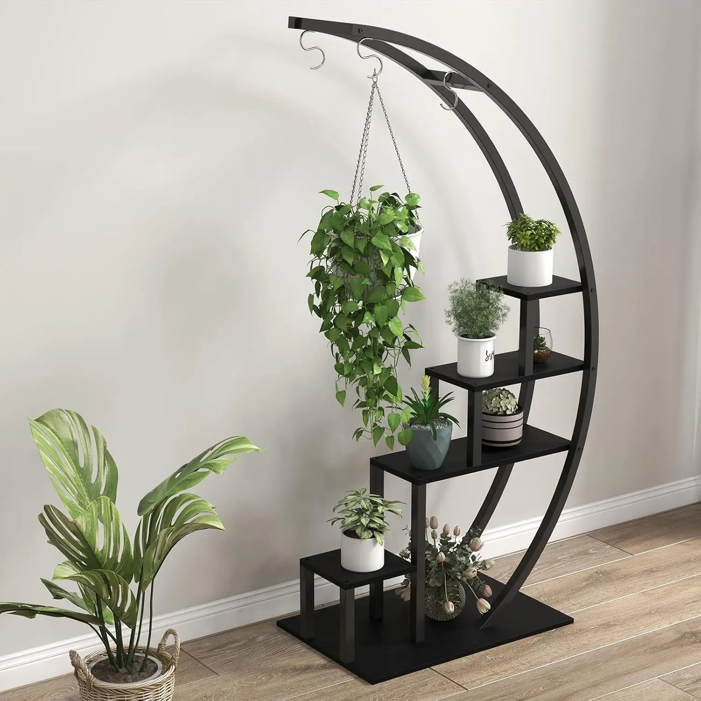 TWISTER.CK 5 Tier Plant Stand Indoor Metal Half Moon Rack 2 Pack