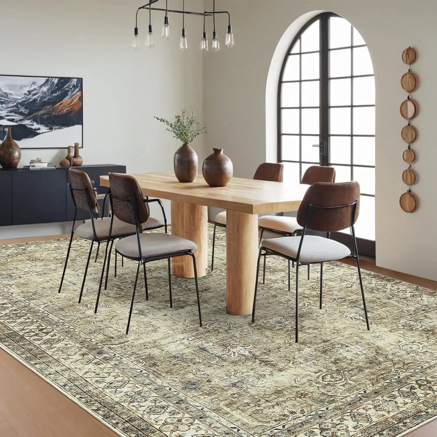 HiMISS Floral Area Rugs For Living Room Machine Washable Polyester
