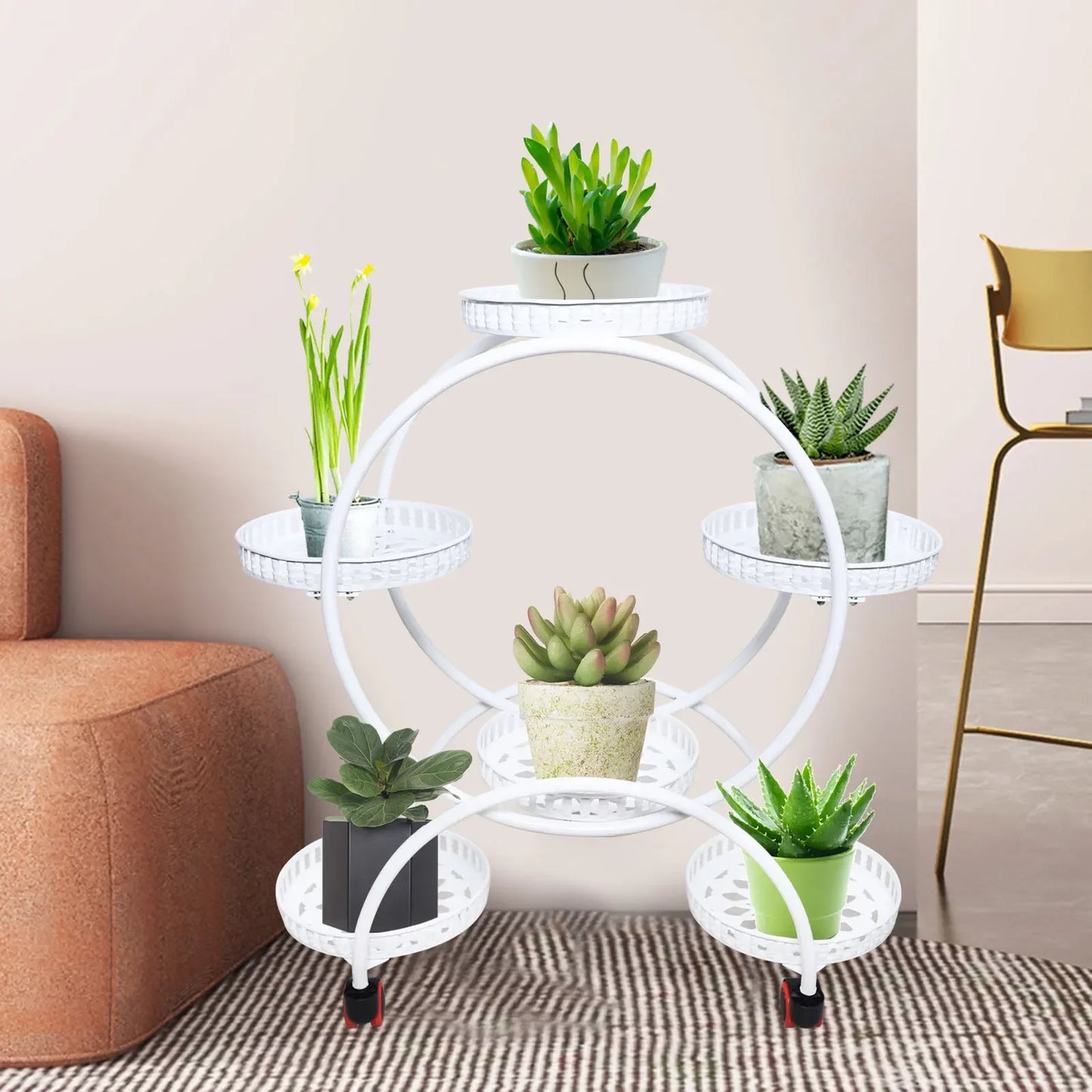 Metal Plant Stand For Six Pots Indoor Outdoor Garden