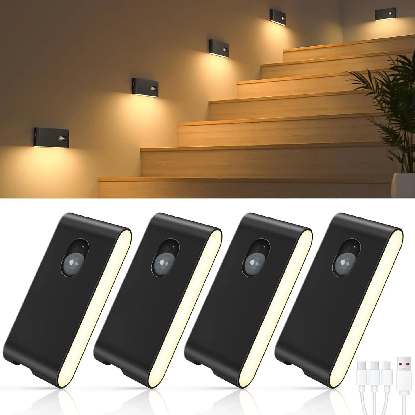 Willed Motion Sensor Wireless Stair Lights Battery Rechargeable Night Lights