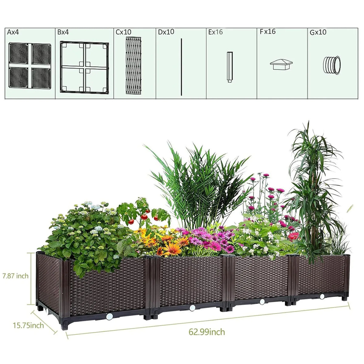 HiMISS Self Watering Raised Garden Planter With Drainage
