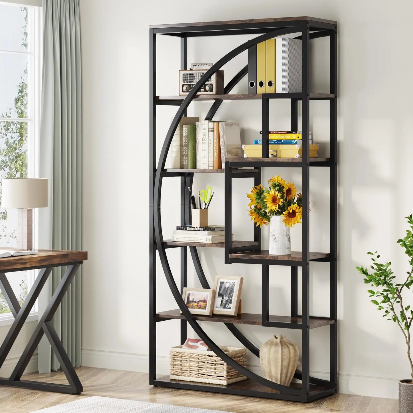 Little Tree Industrial 5 Tier Etagere Bookshelf Display