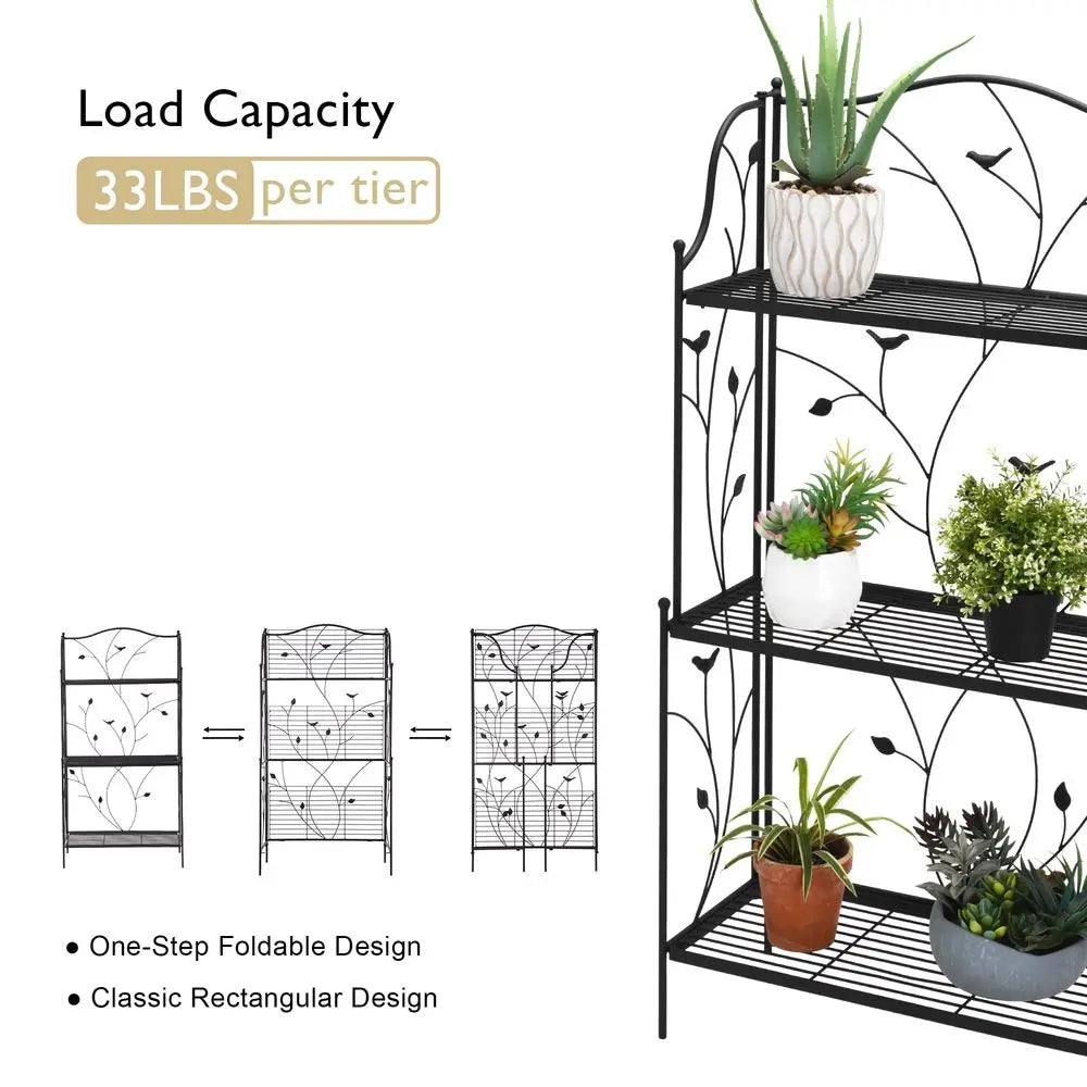 Plant Stand 3-Tier Metal Rack Pot Organizer For Indoor Outdoor