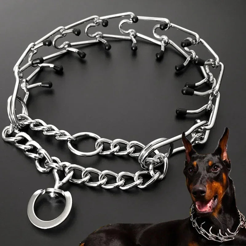 Pinch Dog Training Collar With Comfort Rubber Tips, Adjustable Stainless Steel
