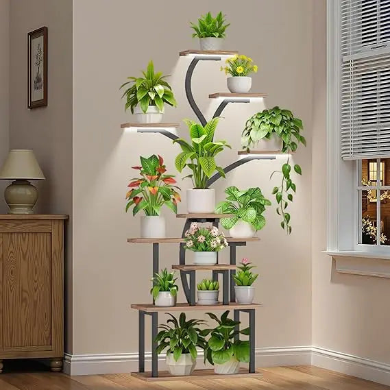 RBXC Tree Shaped Indoor Plant Stand With Grow Lights