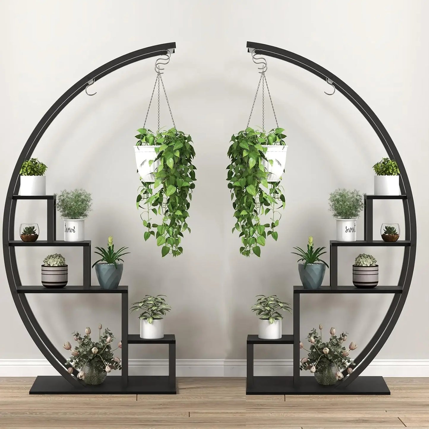 TWISTER.CK 5 Tier Plant Stand Indoor Metal Half Moon Rack 2 Pack