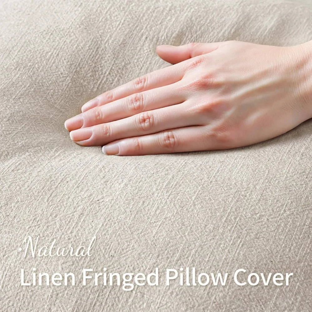 Boho Farmhouse Linen Fringe Pillow Covers Set Of 2