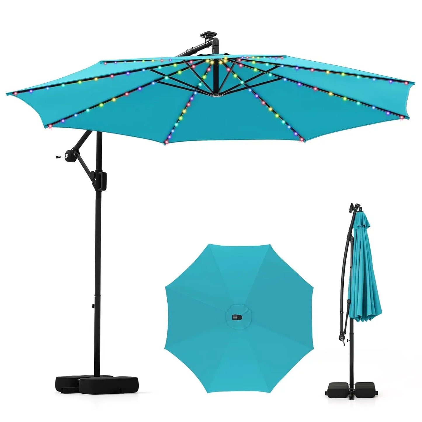 Cantilever Solar Patio Umbrella With Base Included