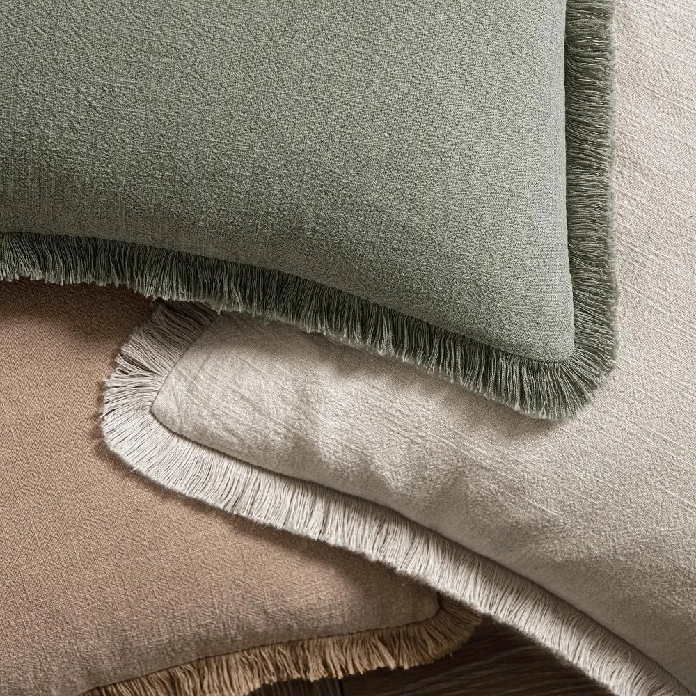 Boho Farmhouse Linen Fringe Pillow Covers Set Of 2