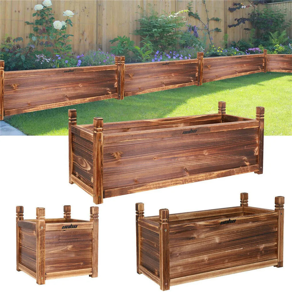 Wooden Raised Flower Bed Planter for Indoor and Outdoor Gardens