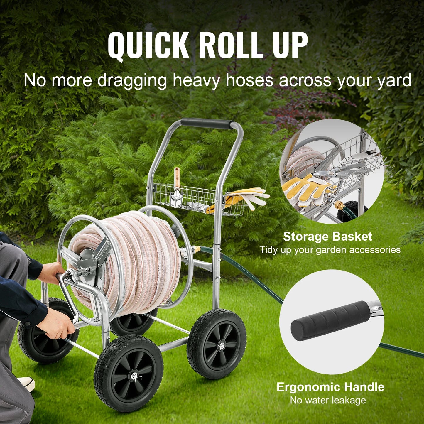 SucceBuy Hose Reel Cart Heavy Duty Garden Watering System