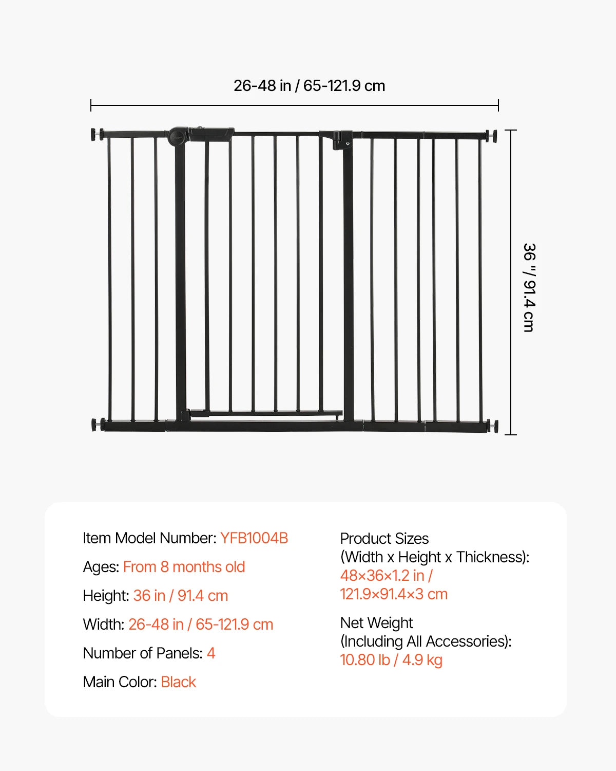 SucceBuy Pressure Mount Baby Gate Child Pet Safety