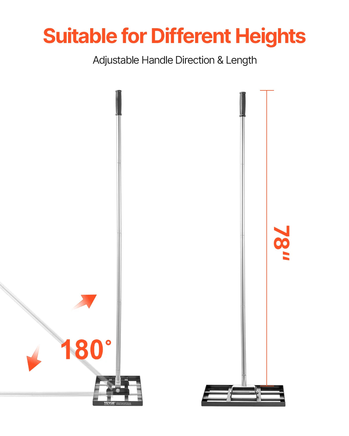 VEVOR Lawn Leveling Rake With Handle For Fast Ground Leveling
