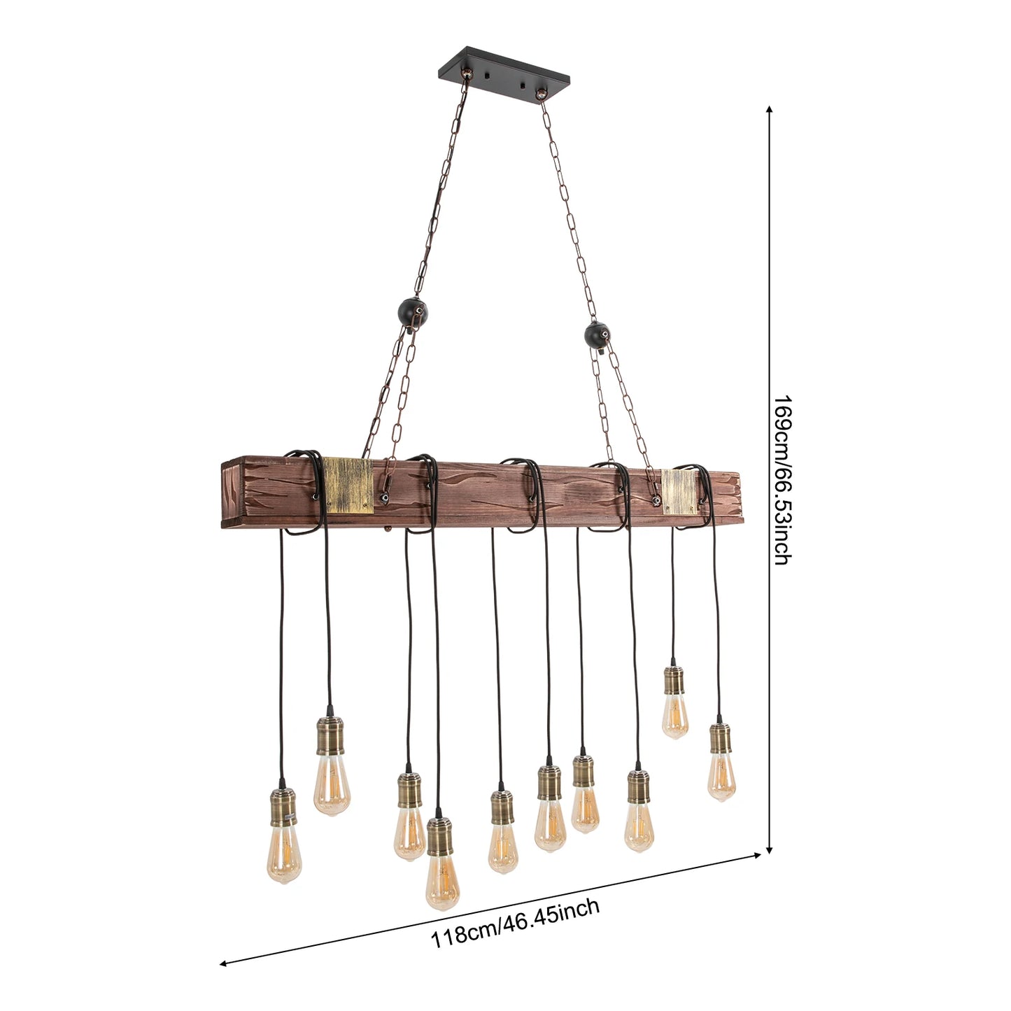 Vintage Wood Ceiling Chandelier Pendant Light E26 For Loft Bar