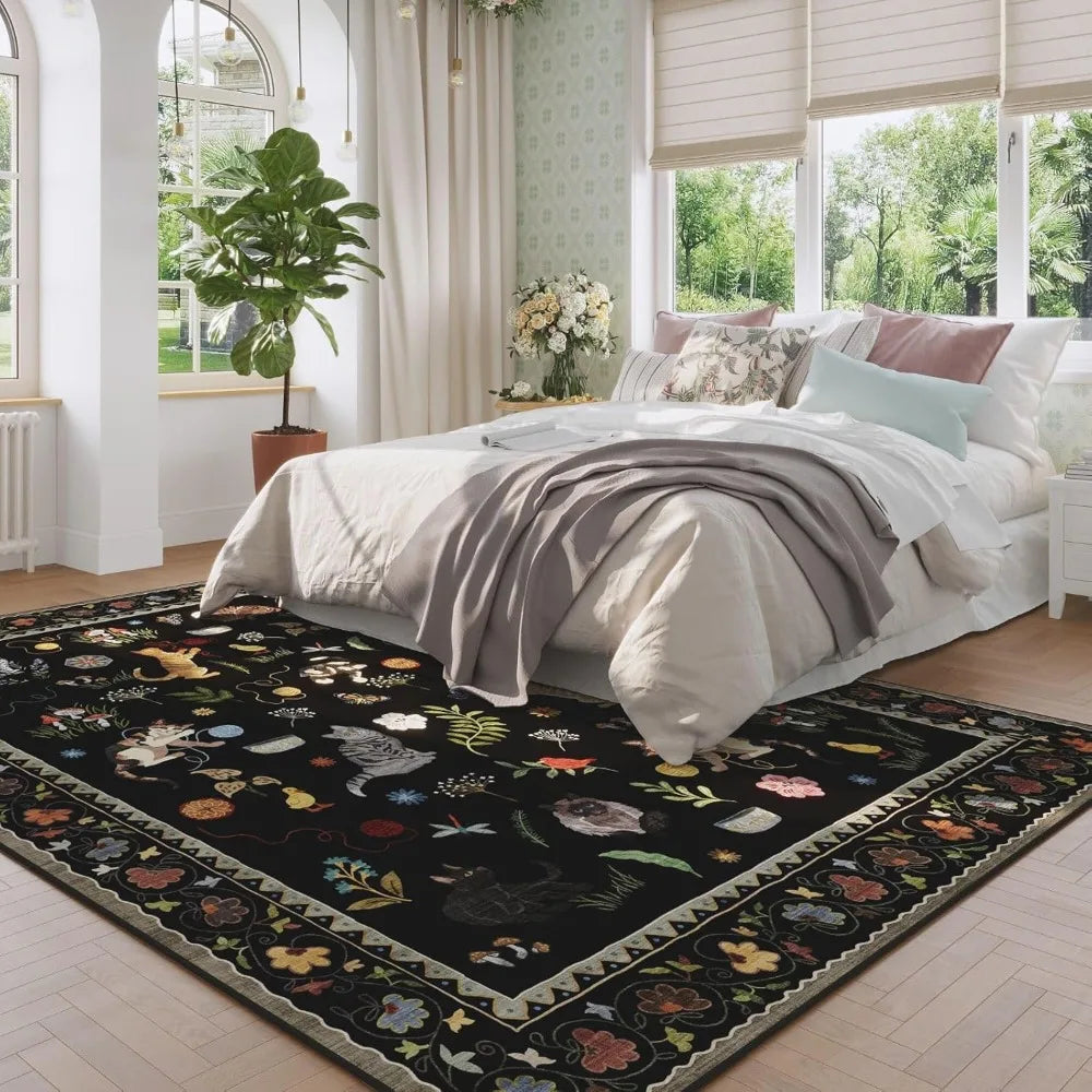 Rugcomf Machine Washable Boho Non Slip Cotton Area Rug