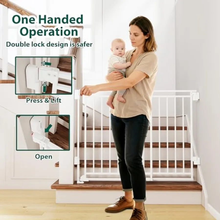 No Bottom Bar Baby Gate With Walk Through Door Hardware
