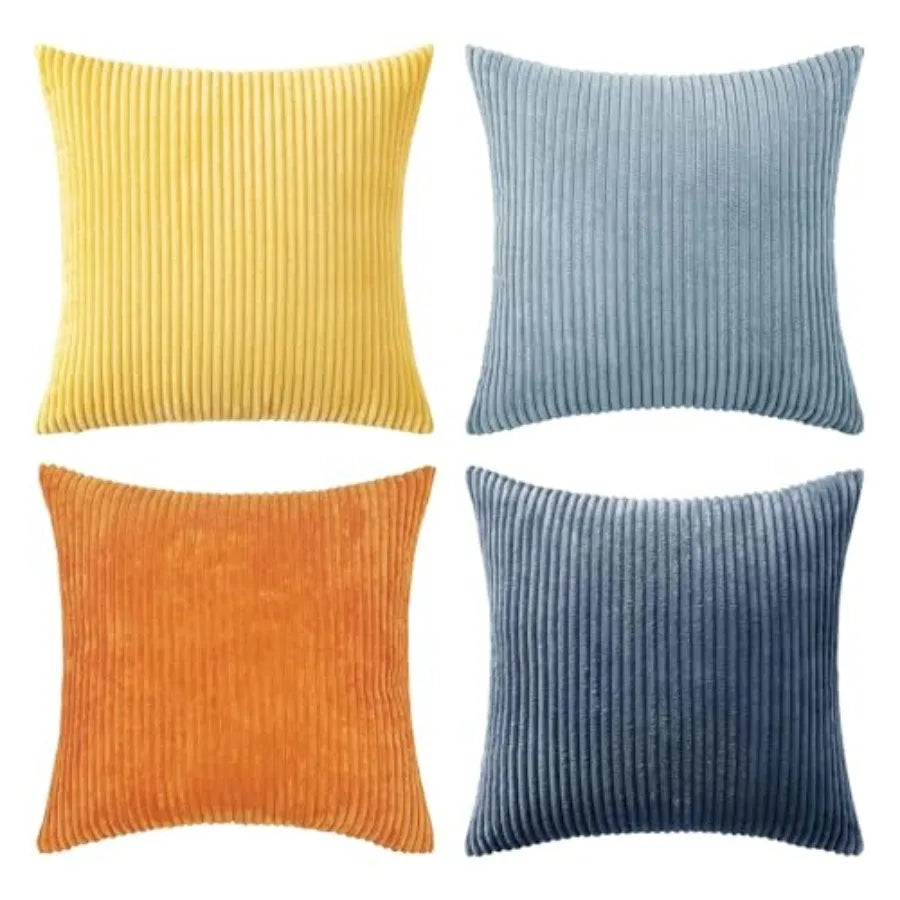 Boho Farmhouse Throw Pillow Covers Set Of 4 Corduroy Cushions