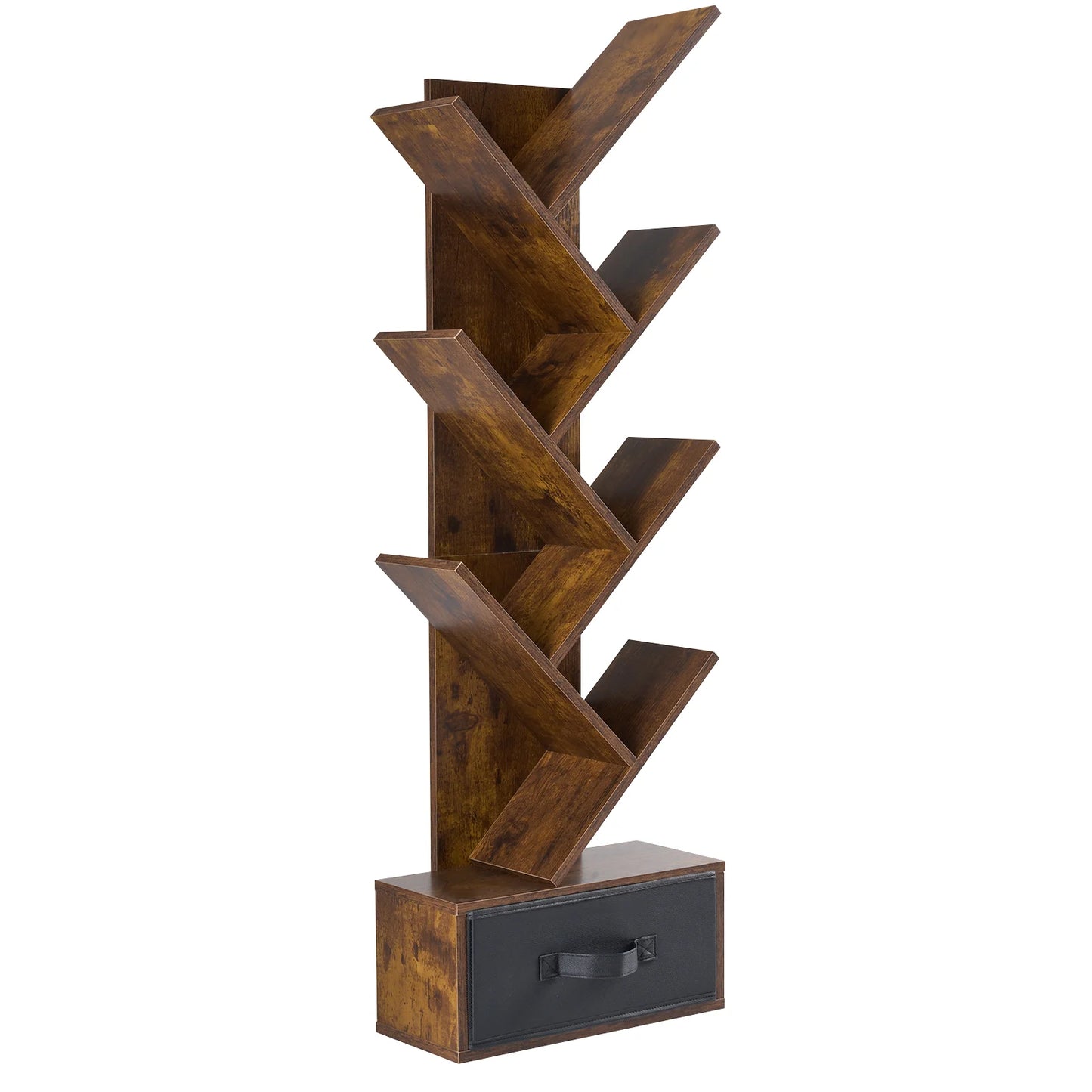 JHK Geometric Wooden Book Rack With Drawer Bookshelf For Home