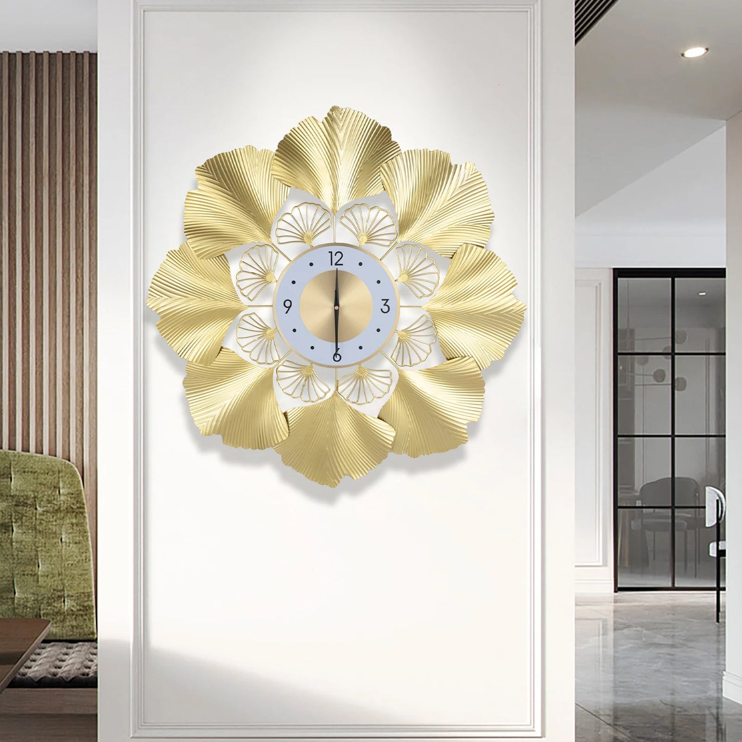 Ginkgo Biloba Wall Clock Silent Non-Ticking