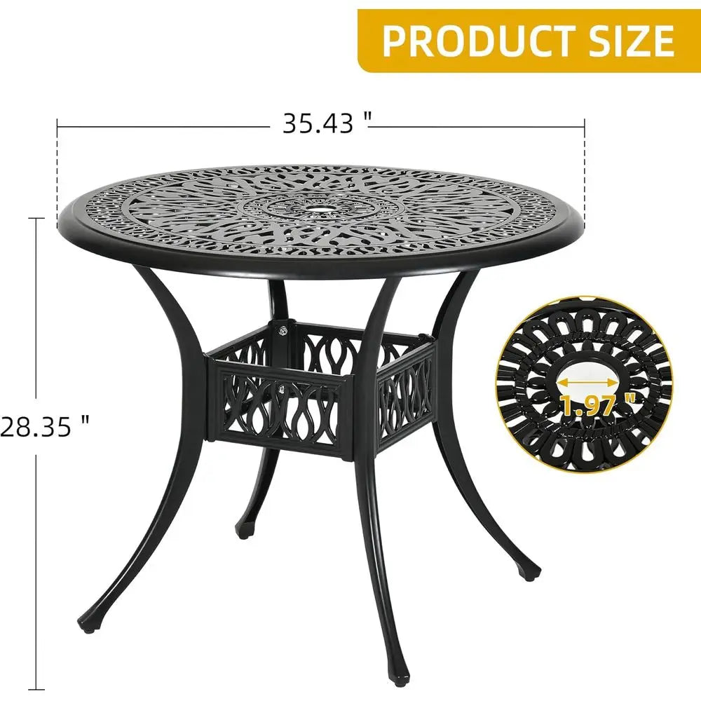 Round Outdoor Dining Table With Umbrella Hole For Patio