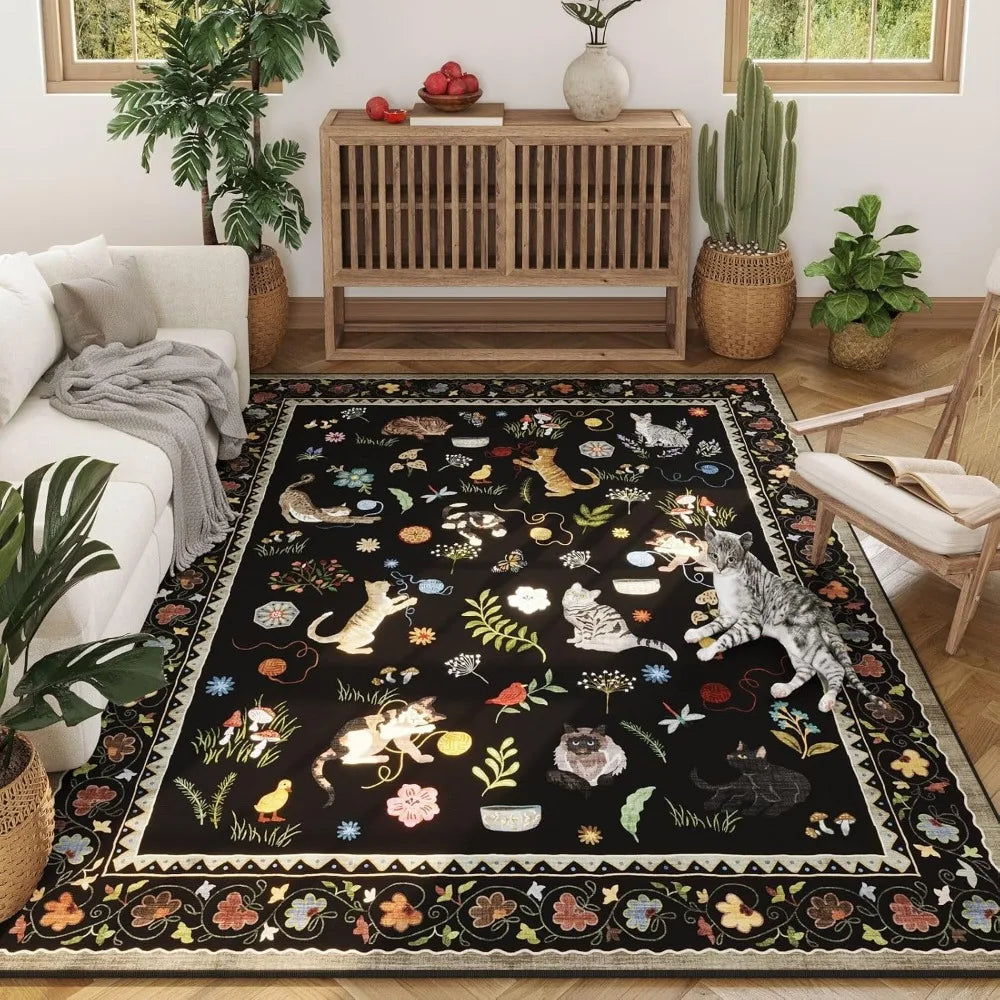 Rugcomf Machine Washable Boho Non Slip Cotton Area Rug