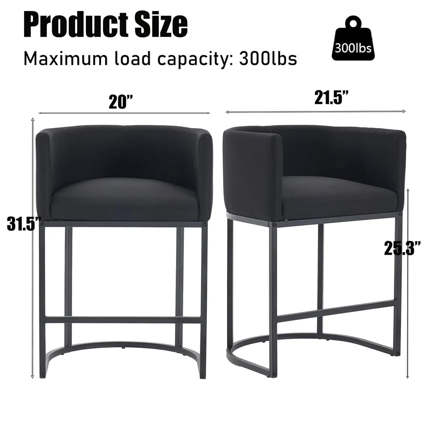 Guangbai Counter Height Bar Stools Set of 2 with Backrest